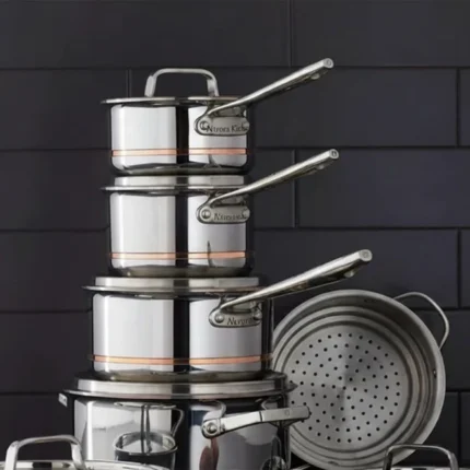 Nuvora Kitchen Professional 12-Piece 5-Ply Copper Core Stainless Steel Cookware Set