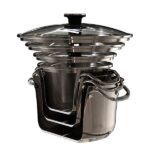 Nuvora Kitchen Signature 10-Piece Stacking Stainless Steel Cookware Set – Aluminum Base, Induction Compatible - Image 3